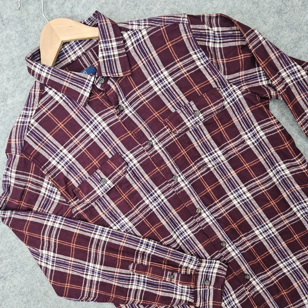 George Plaid Flannel Shirt Men's Medium Brown Long Sleeve Button Down NWOT Fall